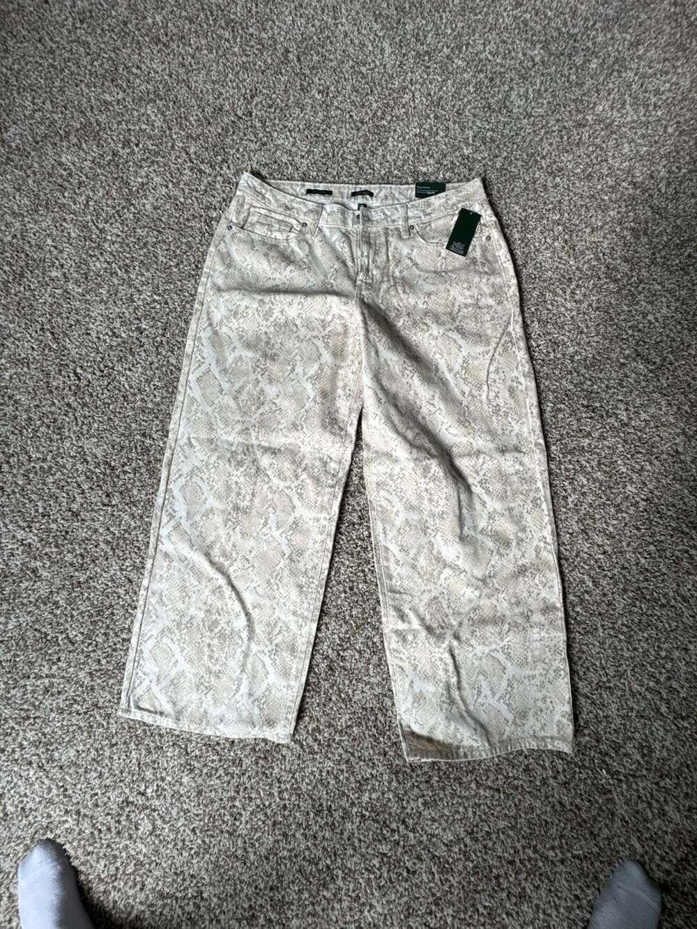 Wild Fable Women's Low-Rise Baggy Rigid Denim Jeans in Snakeskin Print Size 12